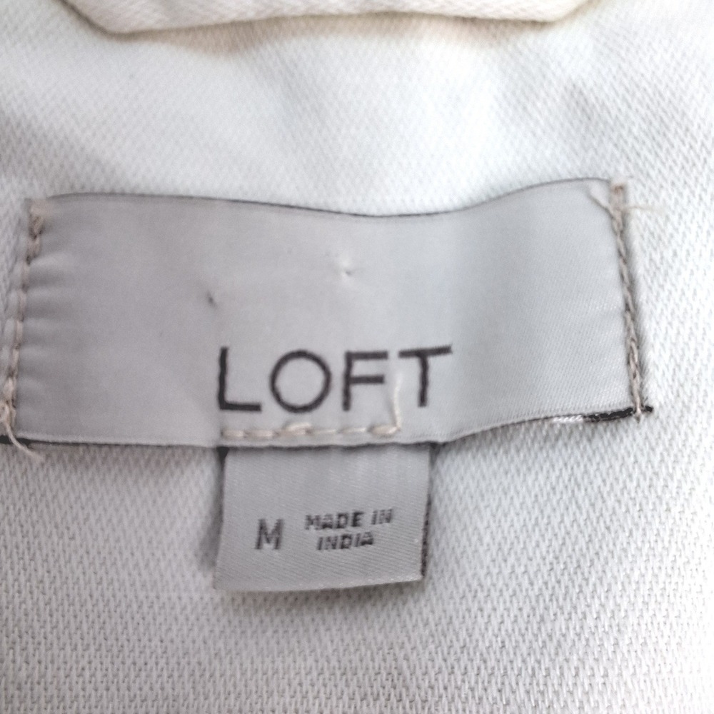 Loft Shirt Jacket Womens Medium Cream Cotton Linen Utility Shacket 559696 - Picture 3 of 7